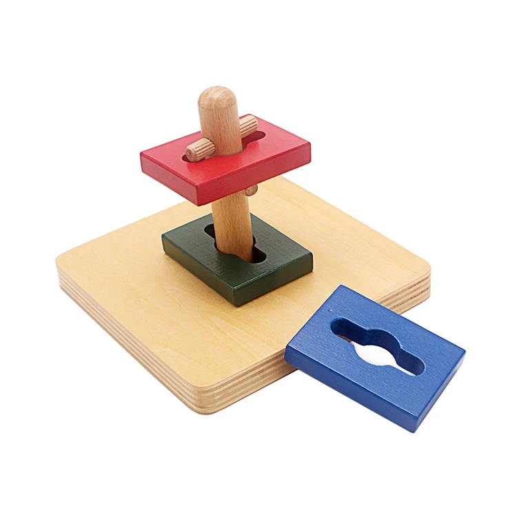 Infant Montessori Wooden Toy Twist & Sort Rectangle Shapes Toys For Children Early Preschool Educational Toddlers Toy 12 Month