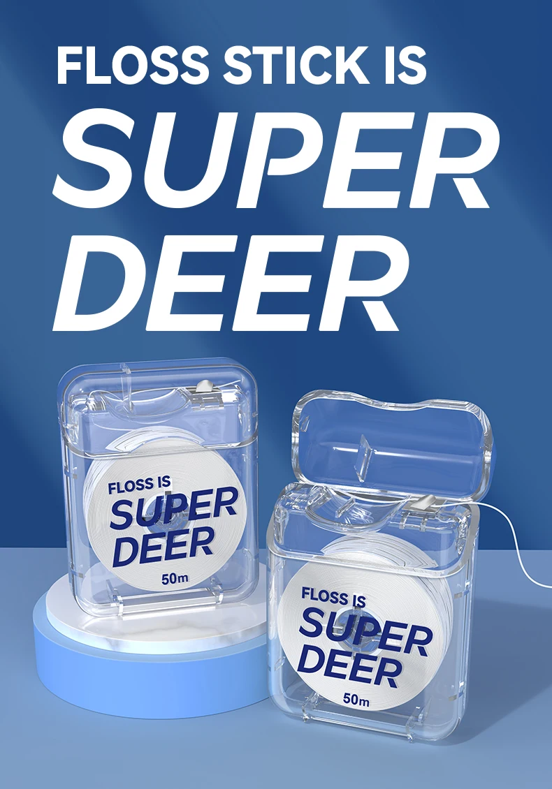 Super Deer 50M/Roll PTFE Dental Floss Mint Flavor Dental Tooth Clean Smooth Floss Safe Oral Gum Hygiene Care Teeth Cleaning