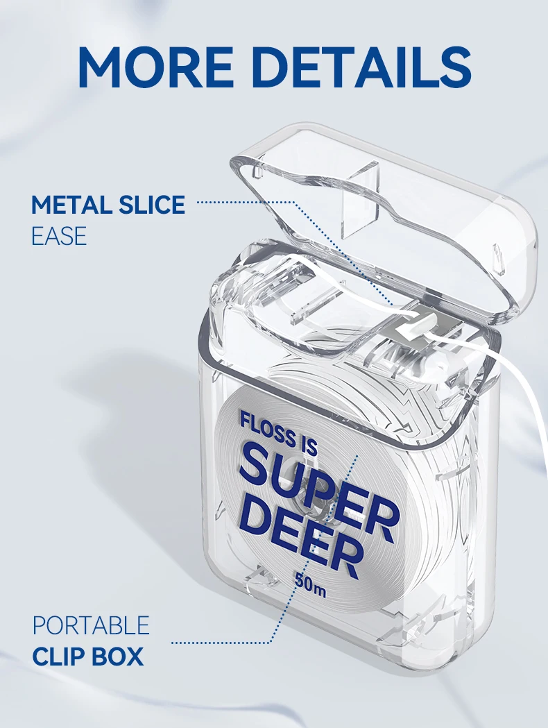 Super Deer 50M/Roll PTFE Dental Floss Mint Flavor Dental Tooth Clean Smooth Floss Safe Oral Gum Hygiene Care Teeth Cleaning