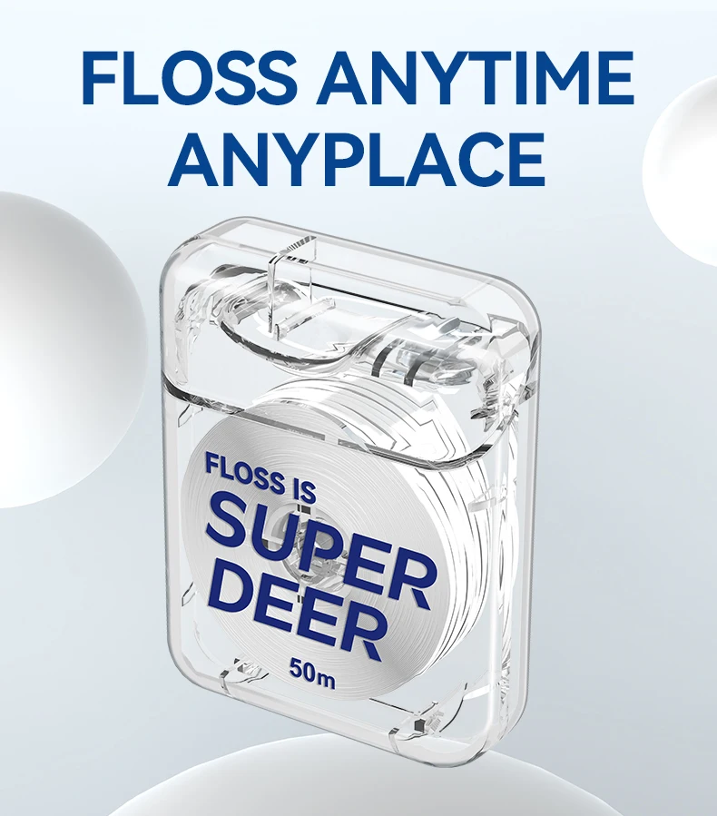 Super Deer 50M/Roll PTFE Dental Floss Mint Flavor Dental Tooth Clean Smooth Floss Safe Oral Gum Hygiene Care Teeth Cleaning
