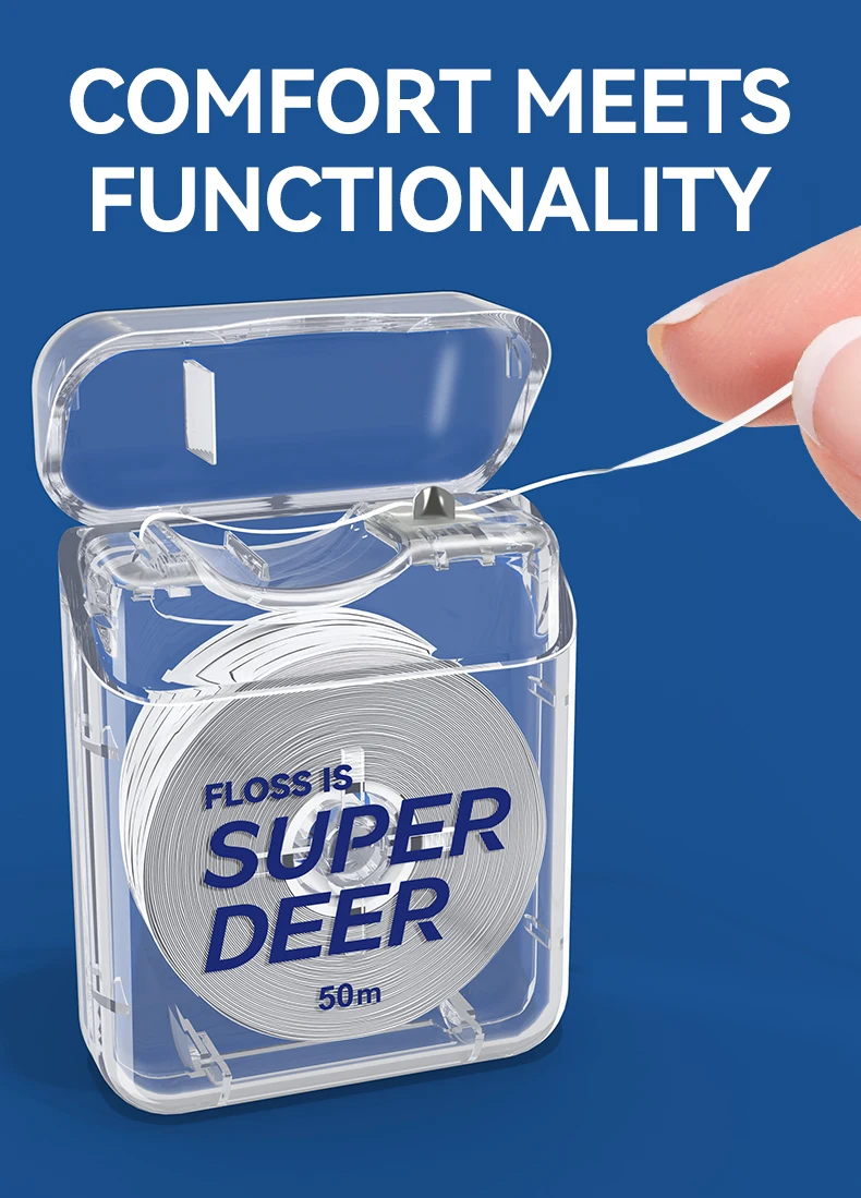 Super Deer 50M/Roll PTFE Dental Floss Mint Flavor Dental Tooth Clean Smooth Floss Safe Oral Gum Hygiene Care Teeth Cleaning