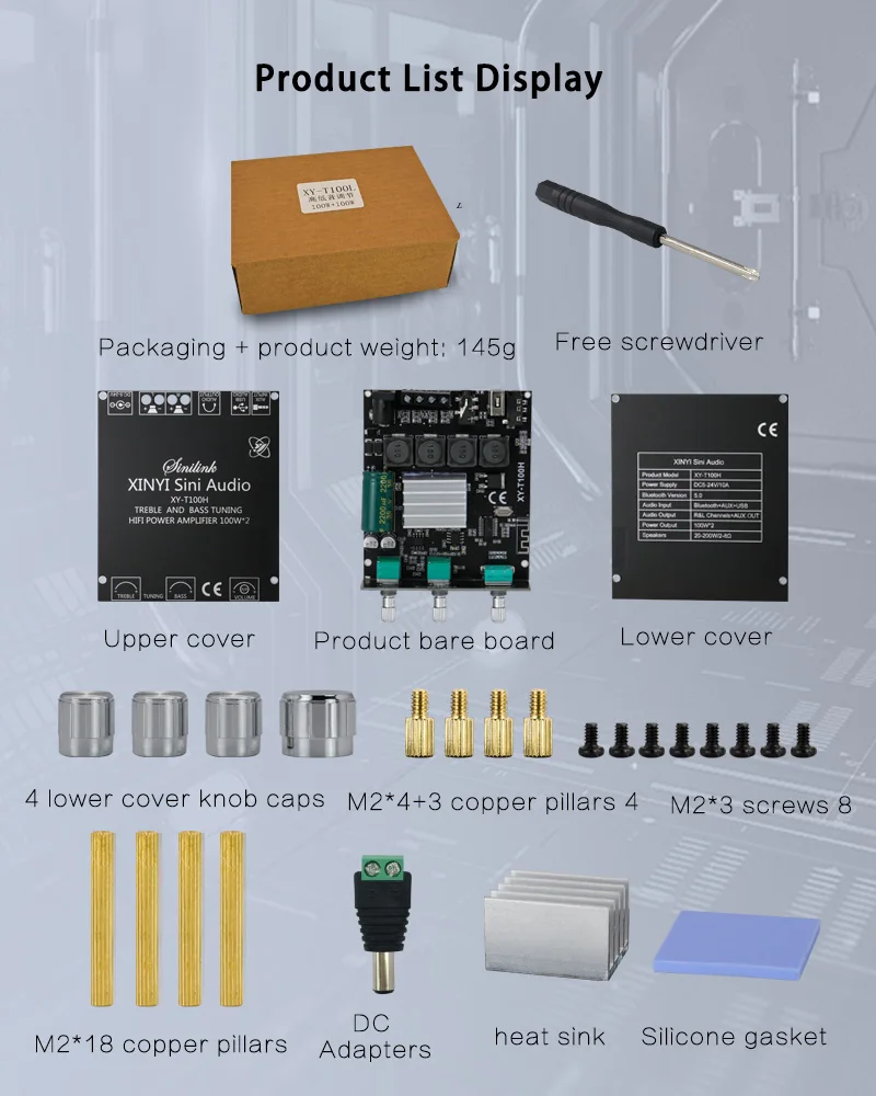 100W+100W TPA3116D2 Bluetooth 5.0 Power Subwoofer Audio Amplifier Board Home Theater HIFI Stereo Audio Amplifier AMP AUX