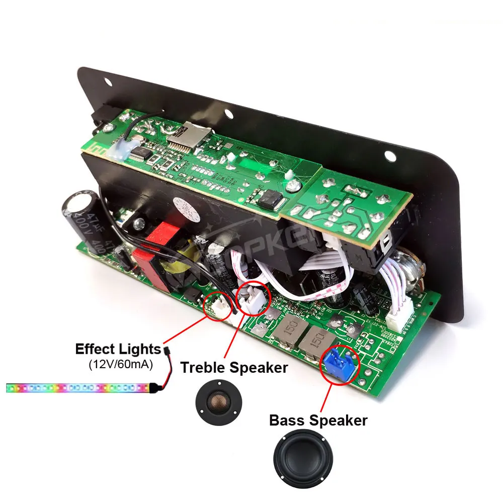 Woopker 300W Bluetooth Audio Amplifier Board D100 Subwoofer Dual Microphone AMP Module 12V 24V 220V Medie Player