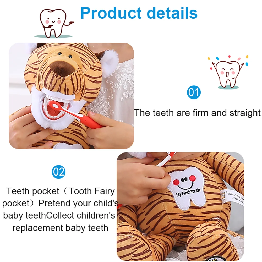 Dental Plush Toys With Teeth Model Toothbrush For Kids Children Stuffed Animals Dentist Soft Dolls Dentistry Accessories Gifts