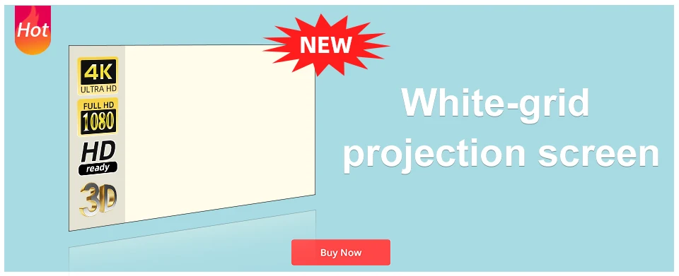 VEIDADZ Projector Screen White Grid Anti-Light 160°Viewing Angle 60 84 100 120 130inch Black Border Metal Hook Reflective Screen