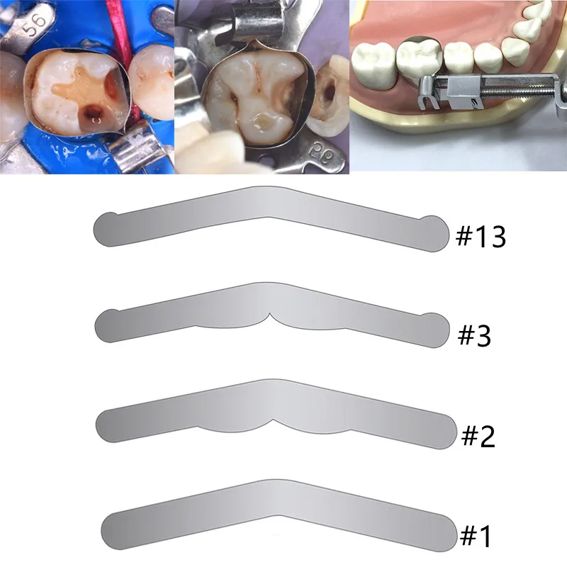 144Pcs Dental Tofflemire Matrix Stainless Steel Sectional Contoured Matrices Matrix Bands #1/#2/#3/#13 Dentistry Materials Tools