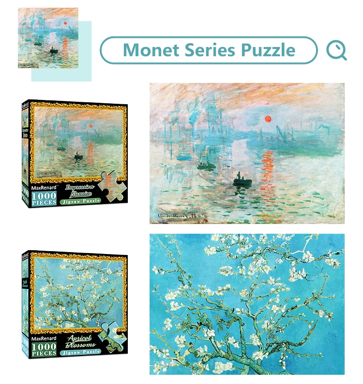 MaxRenard 50*70cm Jigsaw Puzzles 1000 Pieces Assembling Picture Van Gogh Painting Starry Night Art Puzzles Toys for Adults Games