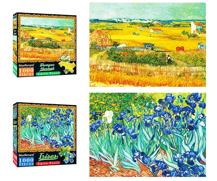 MaxRenard 50*70cm Jigsaw Puzzles 1000 Pieces Assembling Picture Van Gogh Painting Starry Night Art Puzzles Toys for Adults Games