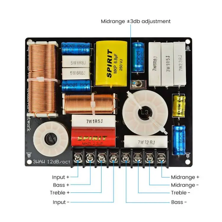 AIYIMA 280W 3 Way Audio Speaker Crossover Treble+ Midrange+ Bass Independent Filter Frequency Divider for DIY Speaker DIY 1PC