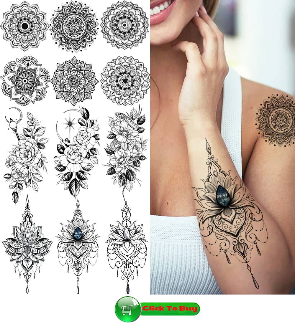 God Cross Lion Temporary Tattoos For Men Women Realistic Compass Lion Fake Tatoos Forearm Jesus Christ Thigh Tattoo Sticker