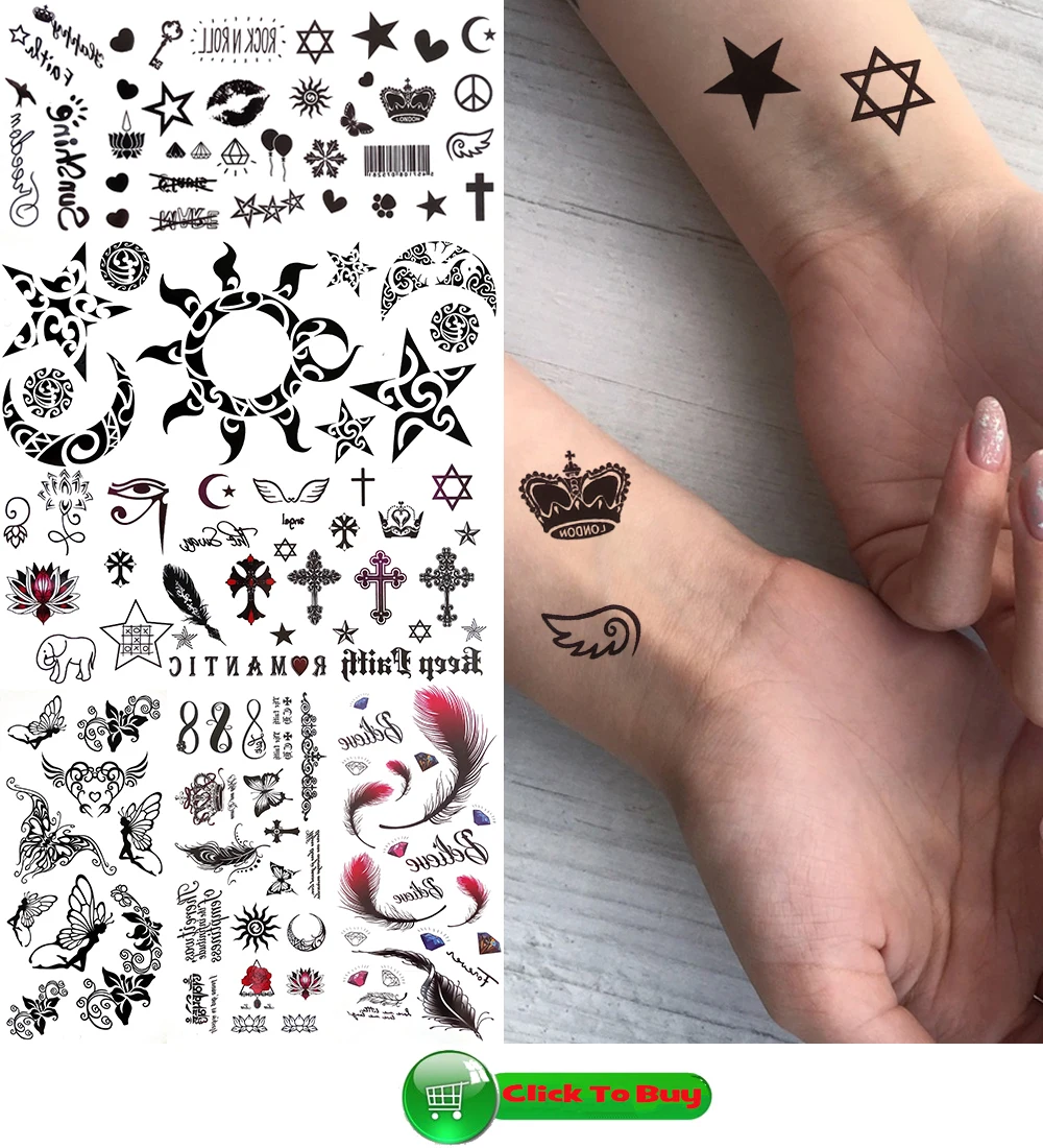 God Cross Lion Temporary Tattoos For Men Women Realistic Compass Lion Fake Tatoos Forearm Jesus Christ Thigh Tattoo Sticker