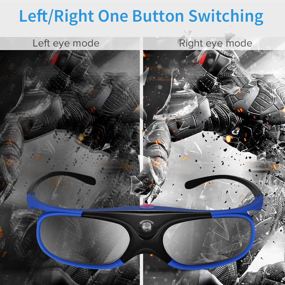 2026 Active Shutter Eyewear DLP-Link 3D Glasses USB Rechargeable for DLP LINK Projectors Xgimi Optoma LG Acer Jmgo BenQ W1070