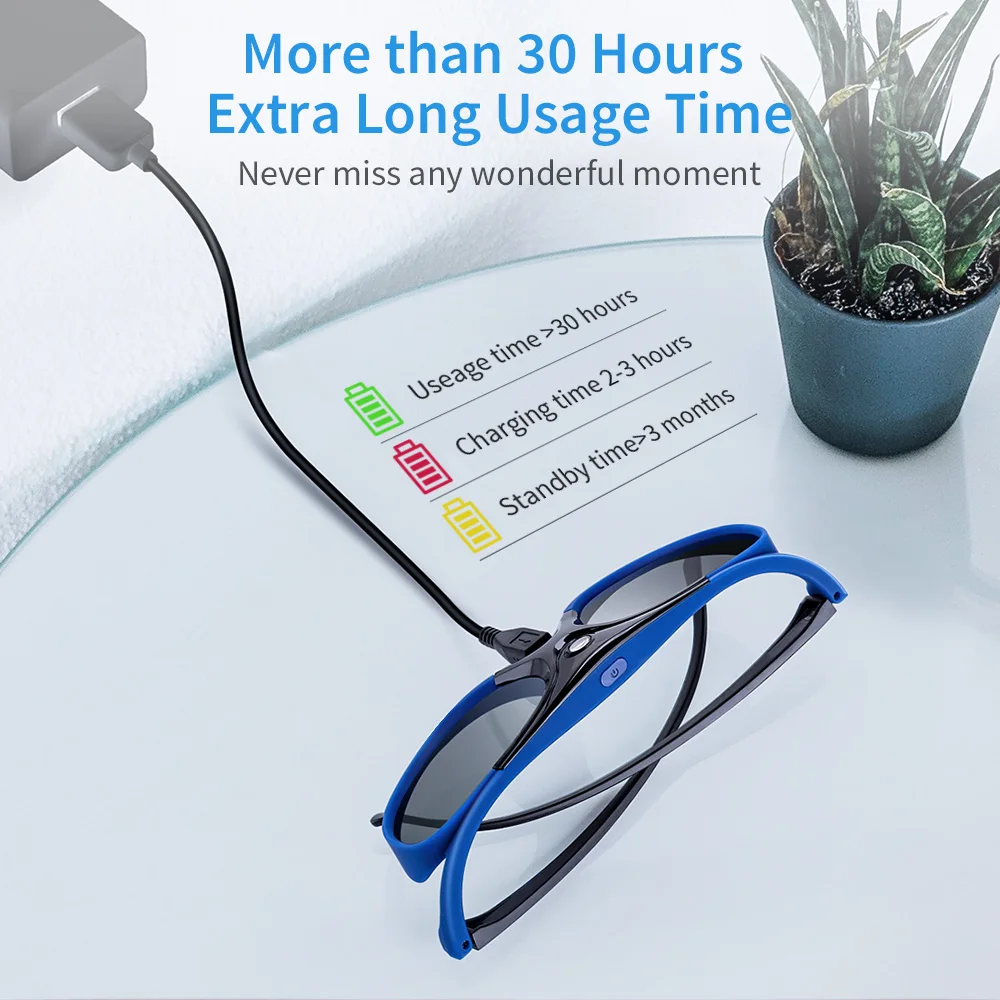 2026 Active Shutter Eyewear DLP-Link 3D Glasses USB Rechargeable for DLP LINK Projectors Xgimi Optoma LG Acer Jmgo BenQ W1070