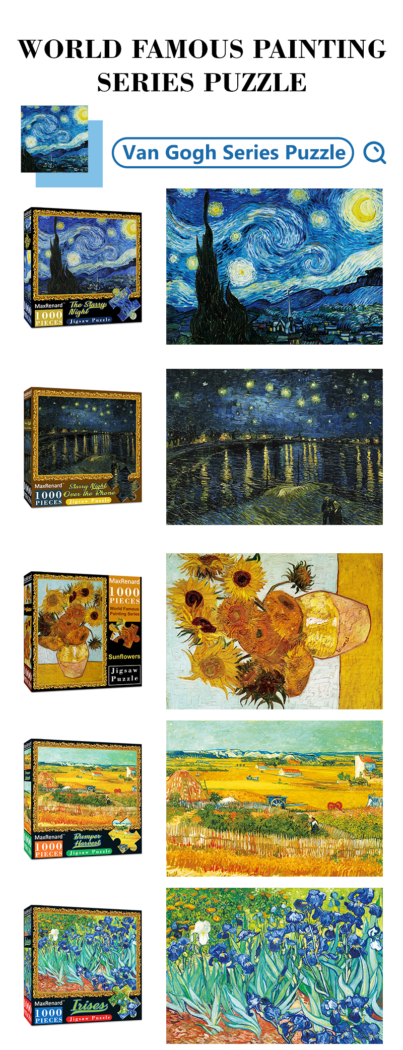 MaxRenard Adults 1000 Piece Difficult Jigsaw Puzzles 50*70cm The Great Wave Off Kanagawa Environmental Theme Series