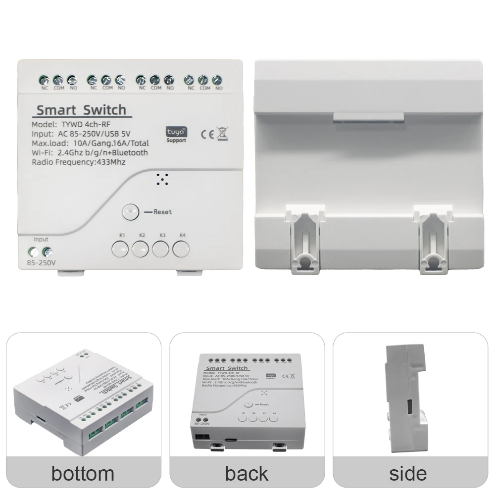 Tuya Wifi Smart Switch Module Support 1/4 Way Control,App Remote Control Light Breaker 85-250V 7-32V Work with Alexa Google Home