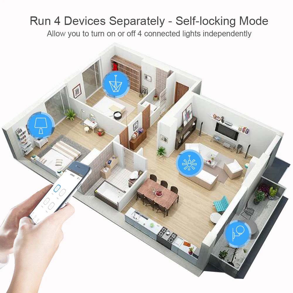 Tuya Wifi Smart Switch Module Support 1/4 Way Control,App Remote Control Light Breaker 85-250V 7-32V Work with Alexa Google Home