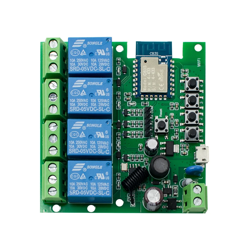 Tuya Wifi Smart Switch Module Support 1/4 Way Control,App Remote Control Light Breaker 85-250V 7-32V Work with Alexa Google Home