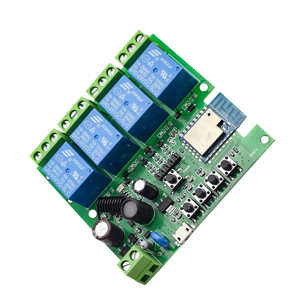 Tuya Wifi Smart Switch Module Support 1/4 Way Control,App Remote Control Light Breaker 85-250V 7-32V Work with Alexa Google Home