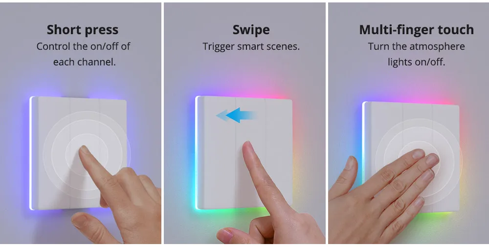 SONOFF TX Ultimate Smart WiFi Wall Switch Full Touch Access LED Multi-Sensory eWeLink Remote Control via Alexa Google Alice