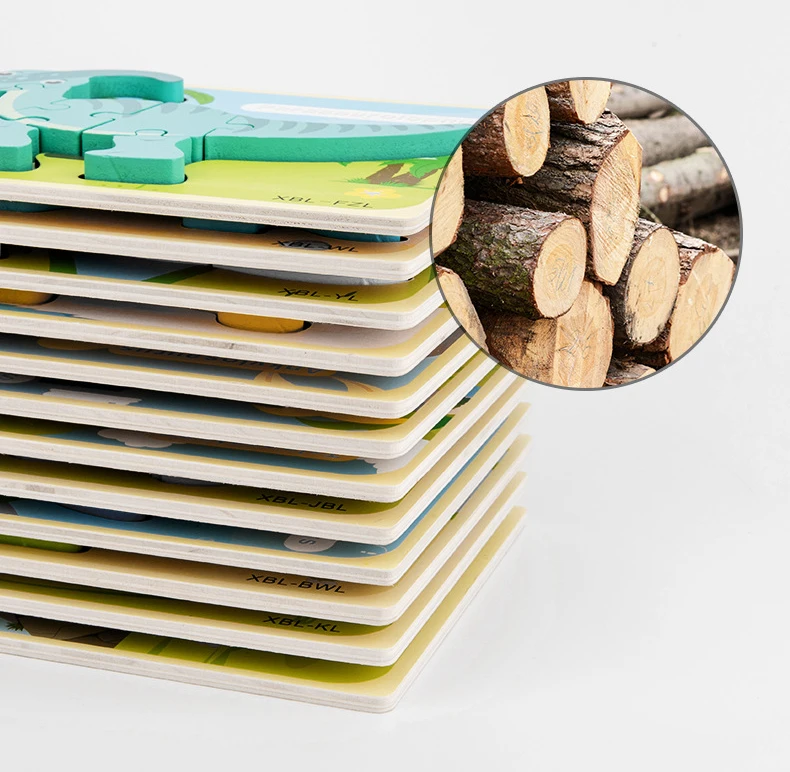 Baby Wooden Cartoon Dinosaur 3D Puzzle Jigsaw For Kids Boy Girl Montessori Early Learning Educatioanl Puzzle Toys