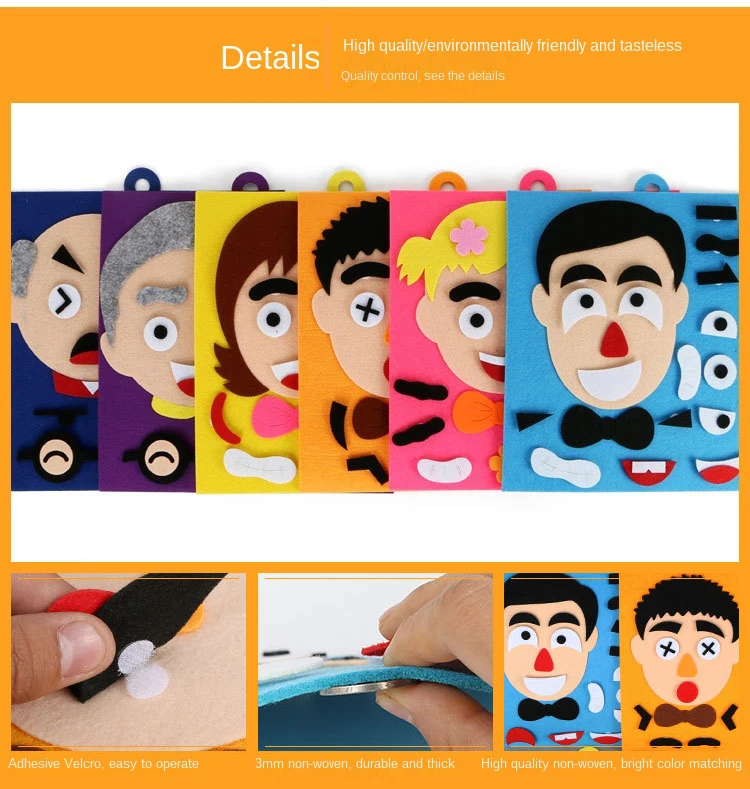 30cm/11.8in Change Face 3D Puzzle Funny Game Children Montessori Learning Educational Toys for Kids Facial Expression Sticker