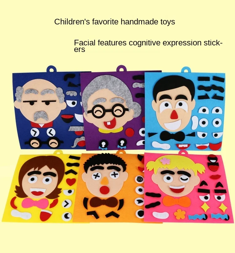 30cm/11.8in Change Face 3D Puzzle Funny Game Children Montessori Learning Educational Toys for Kids Facial Expression Sticker