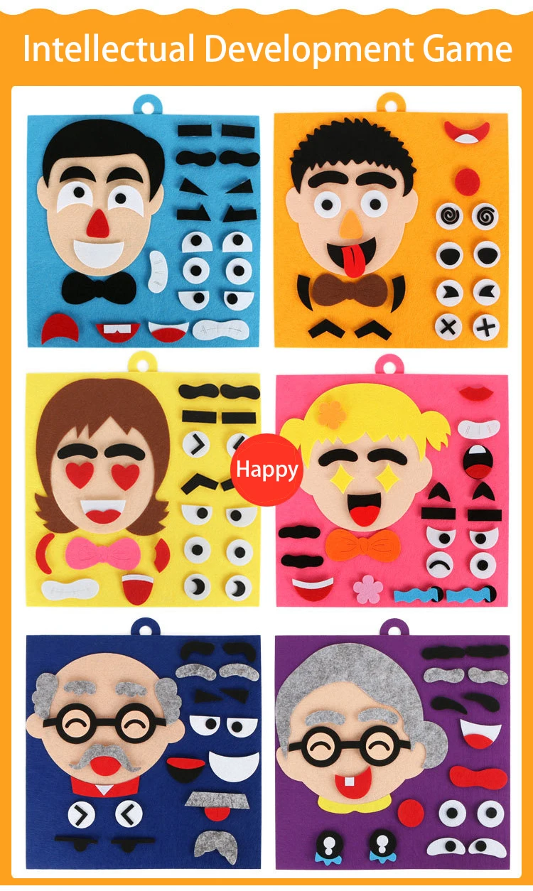 30cm/11.8in Change Face 3D Puzzle Funny Game Children Montessori Learning Educational Toys for Kids Facial Expression Sticker