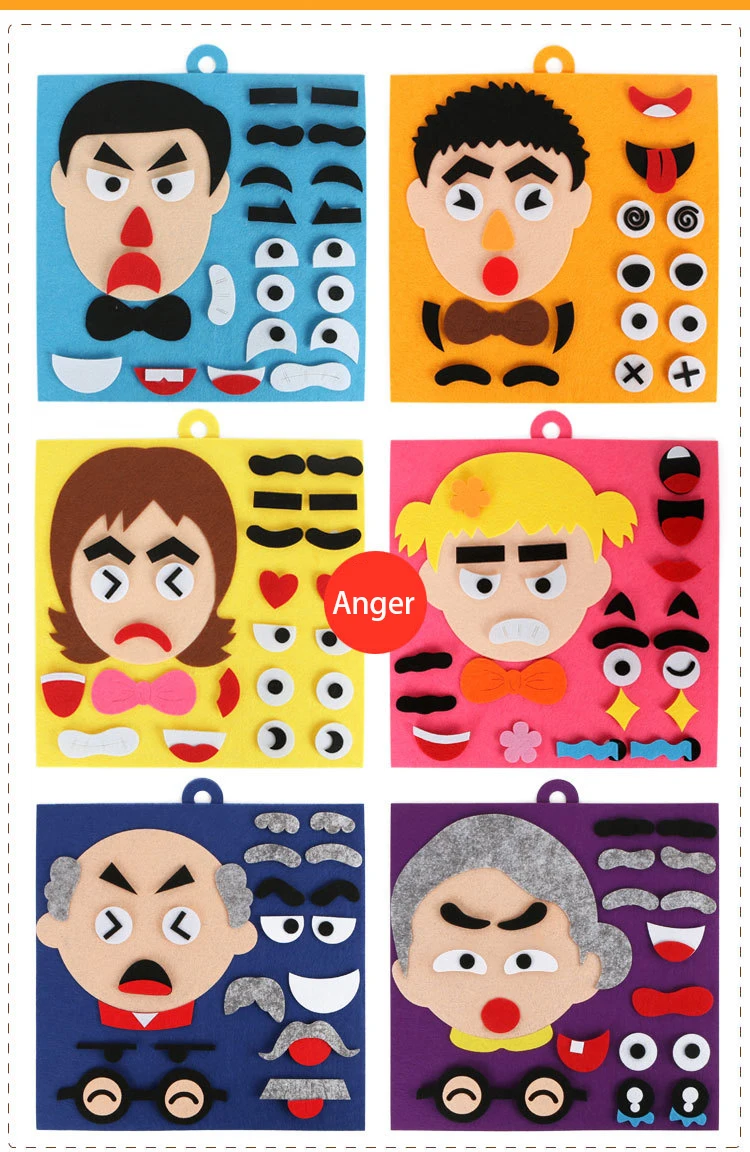 30cm/11.8in Change Face 3D Puzzle Funny Game Children Montessori Learning Educational Toys for Kids Facial Expression Sticker