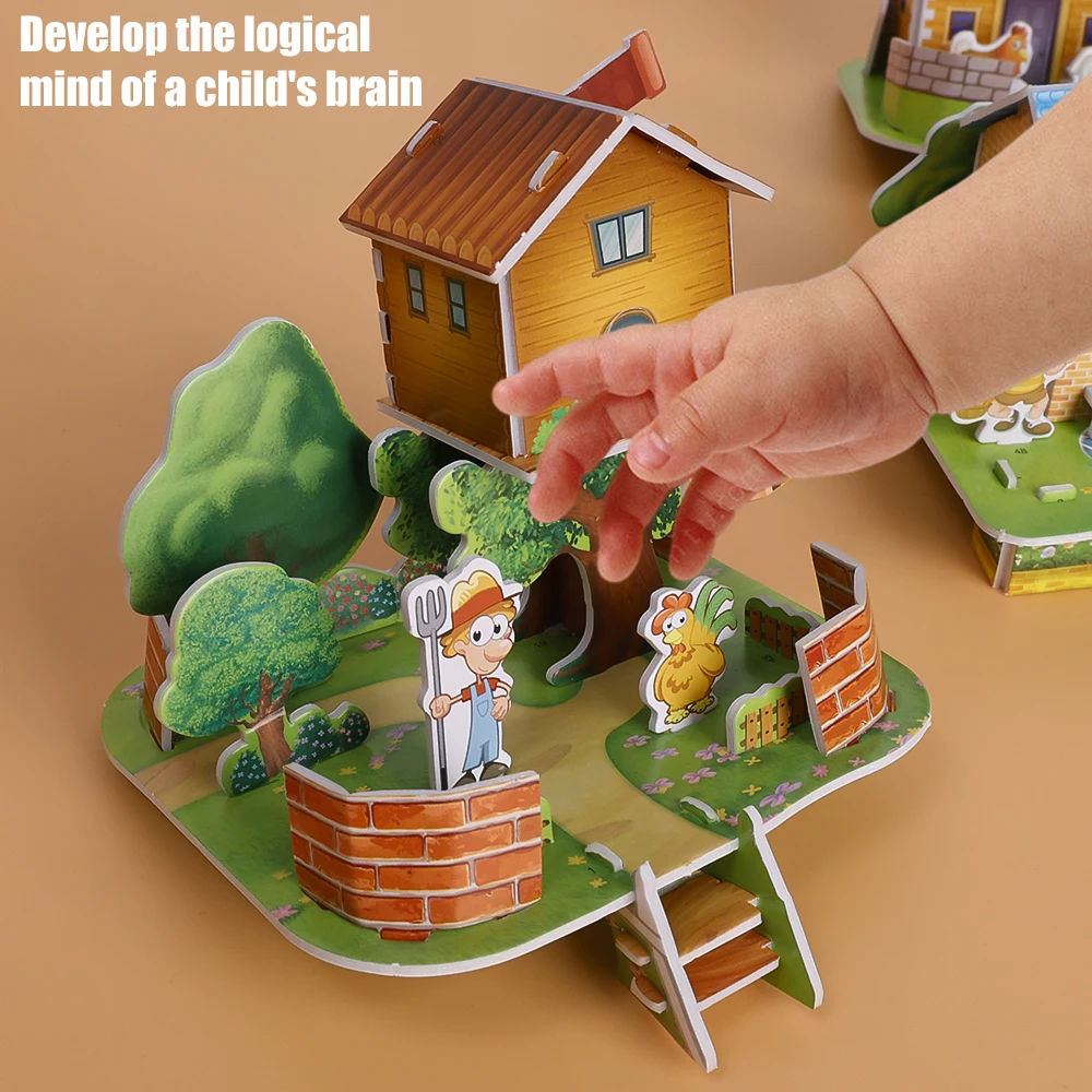 3D Three-dimensional Building Puzzle Model Toys DIY Handmade Paper Puzzle Building Blocks Educational Toy Gifts for Children