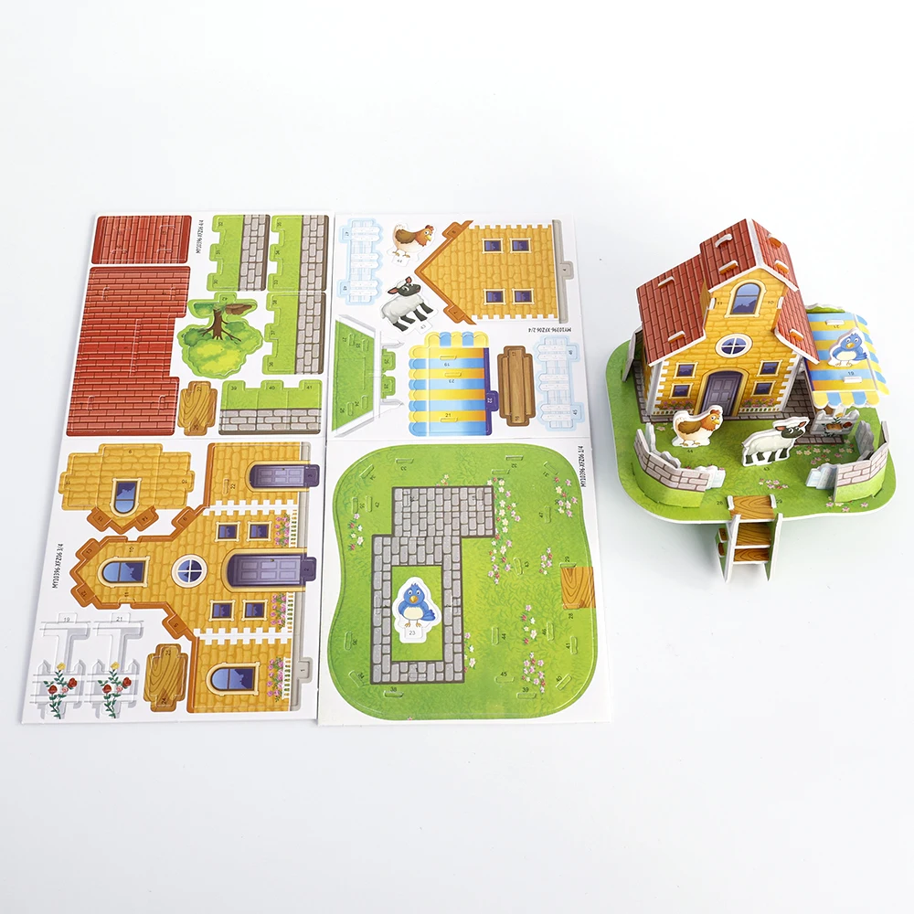 3D Three-dimensional Building Puzzle Model Toys DIY Handmade Paper Puzzle Building Blocks Educational Toy Gifts for Children