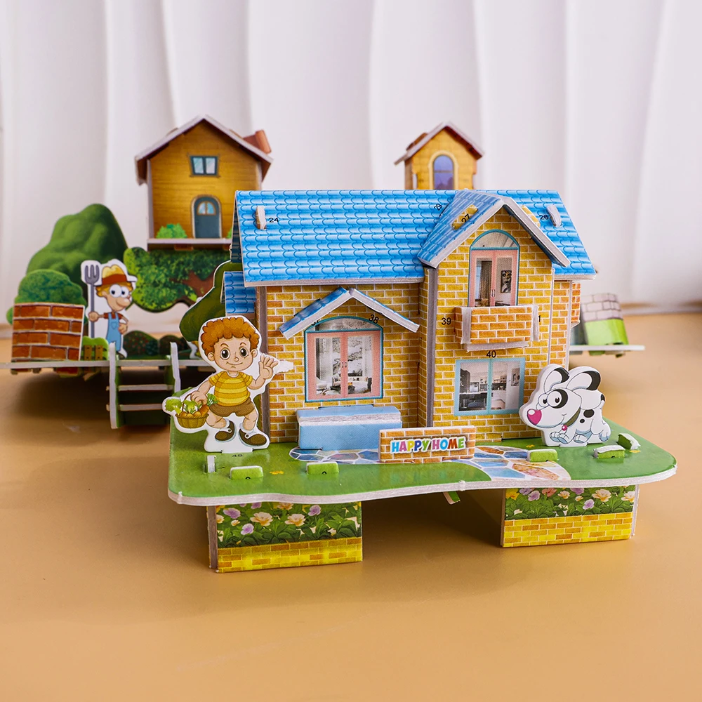 3D Three-dimensional Building Puzzle Model Toys DIY Handmade Paper Puzzle Building Blocks Educational Toy Gifts for Children