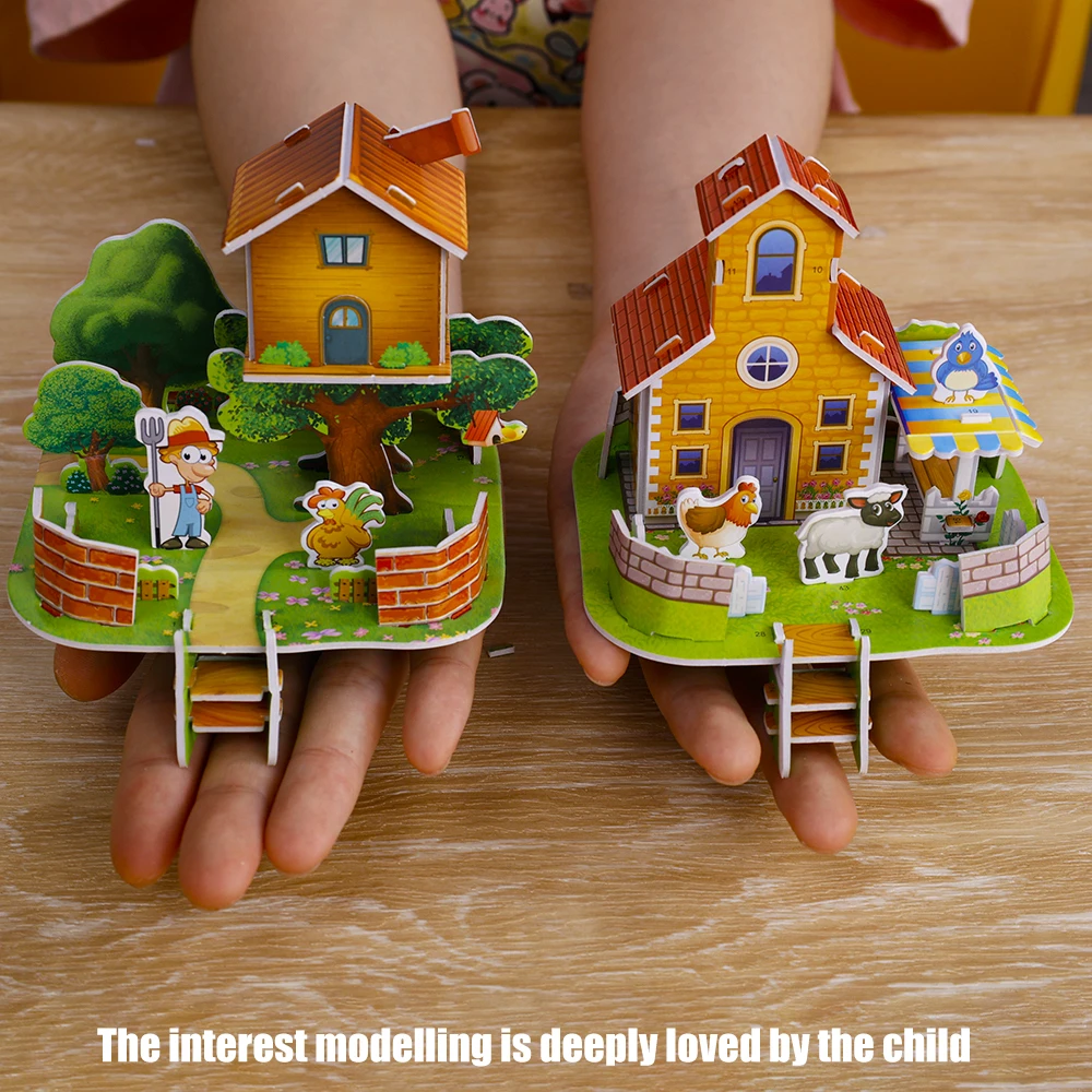 3D Three-dimensional Building Puzzle Model Toys DIY Handmade Paper Puzzle Building Blocks Educational Toy Gifts for Children