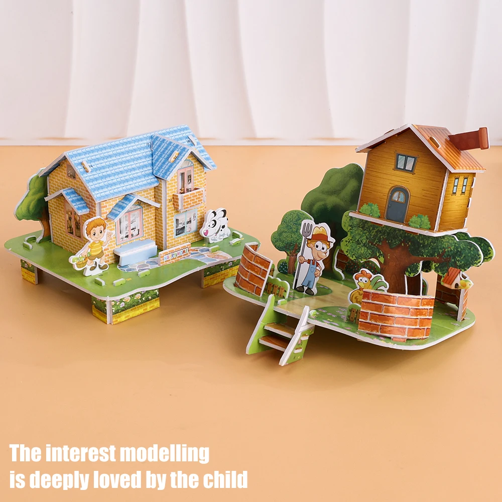 3D Three-dimensional Building Puzzle Model Toys DIY Handmade Paper Puzzle Building Blocks Educational Toy Gifts for Children