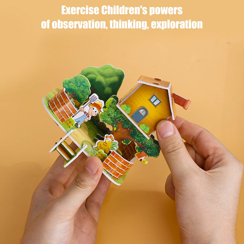 3D Three-dimensional Building Puzzle Model Toys DIY Handmade Paper Puzzle Building Blocks Educational Toy Gifts for Children