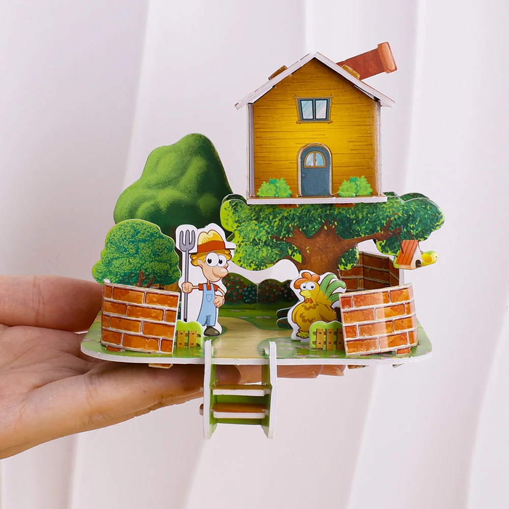 3D Three-dimensional Building Puzzle Model Toys DIY Handmade Paper Puzzle Building Blocks Educational Toy Gifts for Children