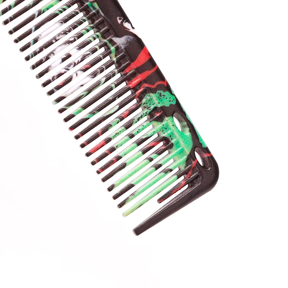 Double-sided Comb Printed Pattern Beard Styling Brush Professional Shave Beard Brush Barber Broken Hair Remove Comb For Men