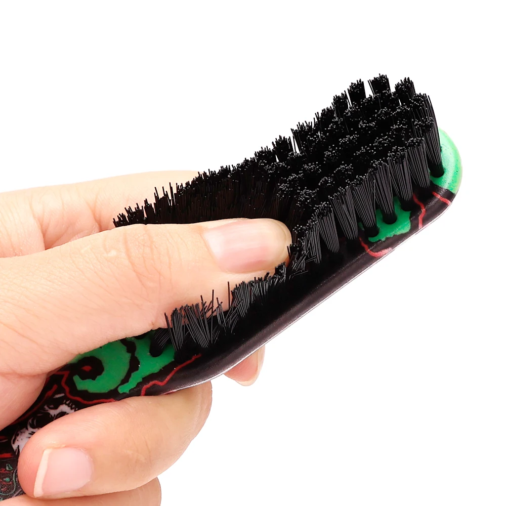Double-sided Comb Printed Pattern Beard Styling Brush Professional Shave Beard Brush Barber Broken Hair Remove Comb For Men