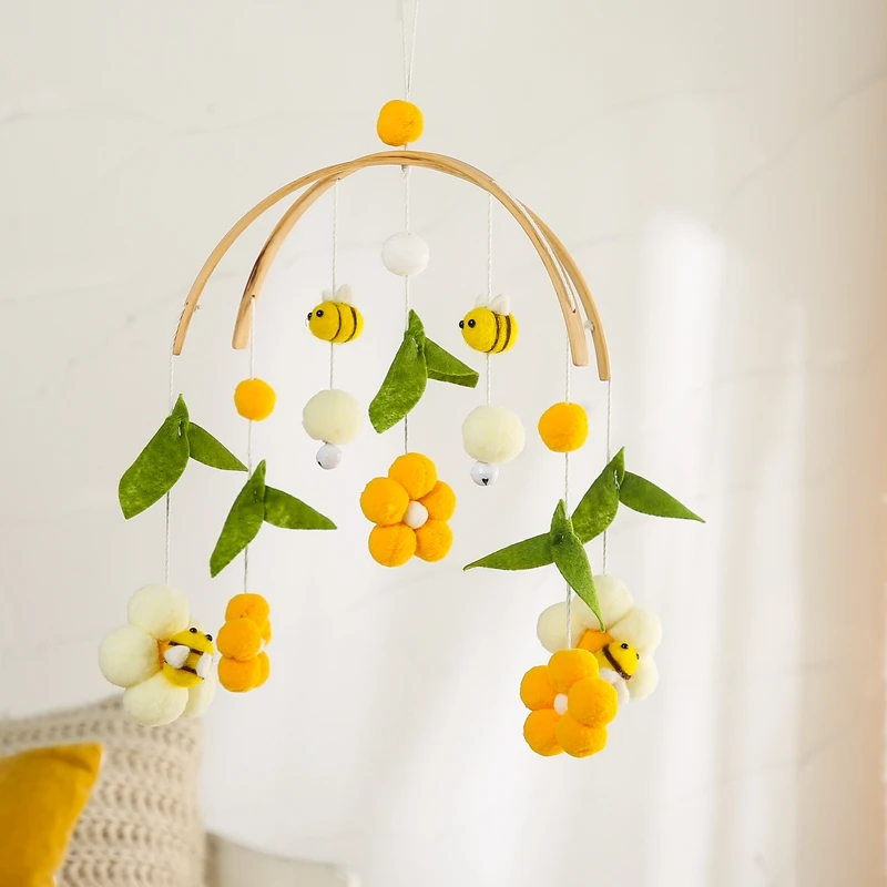 1Set Baby Crib Mobile Rattles Toys Cartoon Bee Bed Bell Kids Toy Room Decor Photography Props Toddler Rattles Hanging Toys