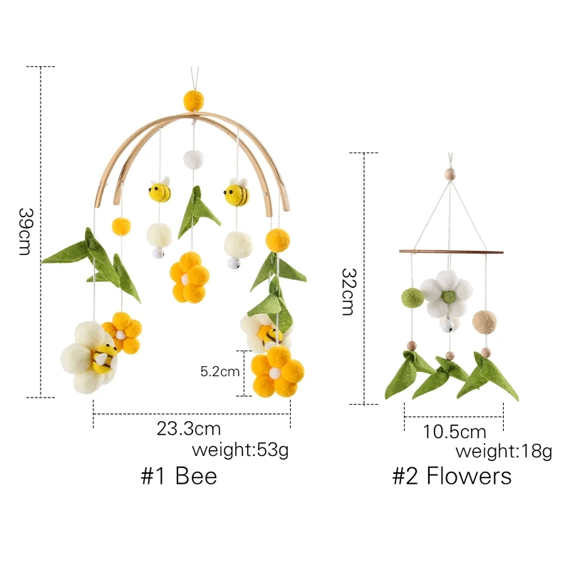 1Set Baby Crib Mobile Rattles Toys Cartoon Bee Bed Bell Kids Toy Room Decor Photography Props Toddler Rattles Hanging Toys