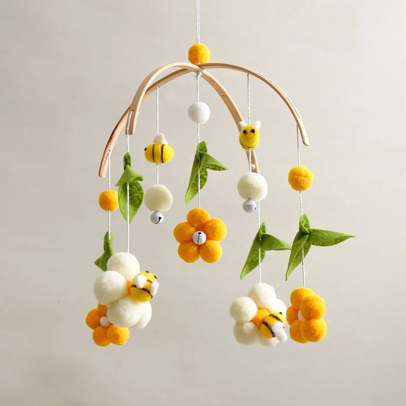 1Set Baby Crib Mobile Rattles Toys Cartoon Bee Bed Bell Kids Toy Room Decor Photography Props Toddler Rattles Hanging Toys