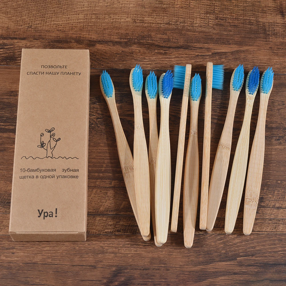 10Pcs Colorful Toothbrush Natural Bamboo Tooth Brush Sets Soft Bristle Charcoal Teeth Eco Bamboo Toothbrushes Dental Oral Care