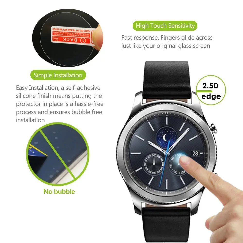 100pcs Screen Protector Diameter 37.5mm 36.5mm 38.5mm 39.5mm 40.5mm 35.5mm 34.5mm Smart Watch Tempered Glass Protective Film