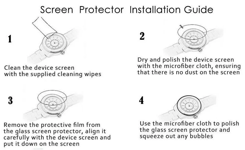 100pcs Screen Protector Diameter 37.5mm 36.5mm 38.5mm 39.5mm 40.5mm 35.5mm 34.5mm Smart Watch Tempered Glass Protective Film