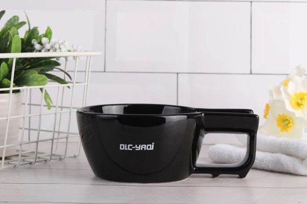 Yaqi High Quality Black Color Ceramic Shaving Bowl For Men Shaving Brush