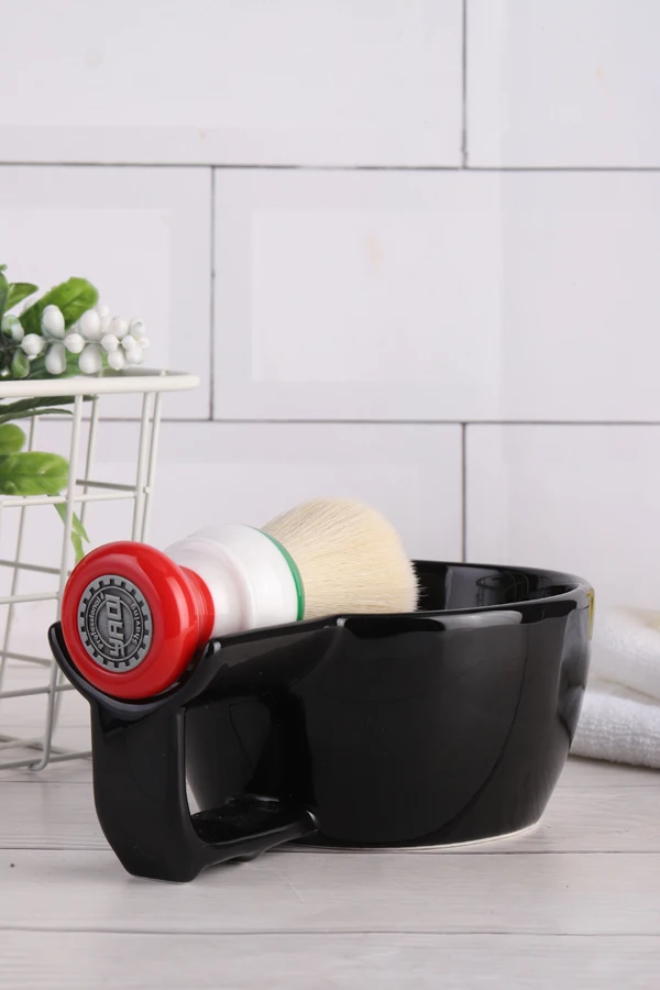 Yaqi High Quality Black Color Ceramic Shaving Bowl For Men Shaving Brush