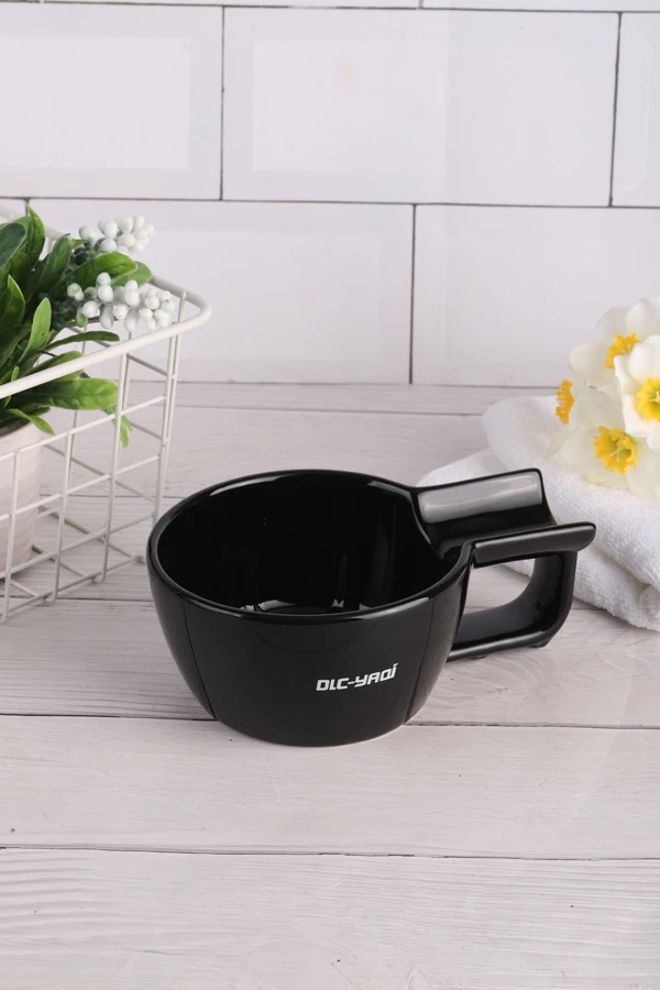 Yaqi High Quality Black Color Ceramic Shaving Bowl For Men Shaving Brush