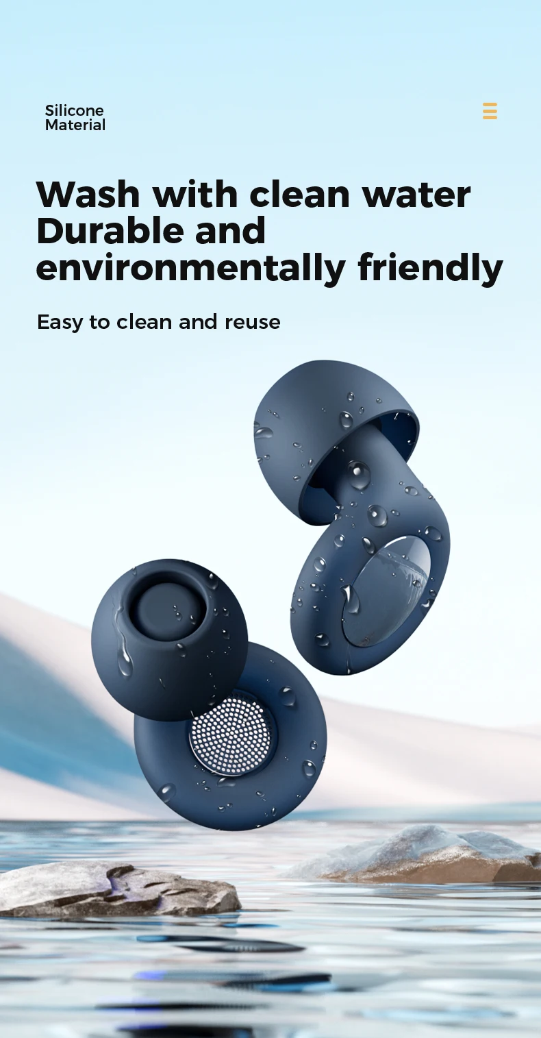 Silicone Ear Plugs for Sleeping 25dB Noise Cancelling Hearing Protection Reusable Earplugs for Sleep Focus Concerts Work Study
