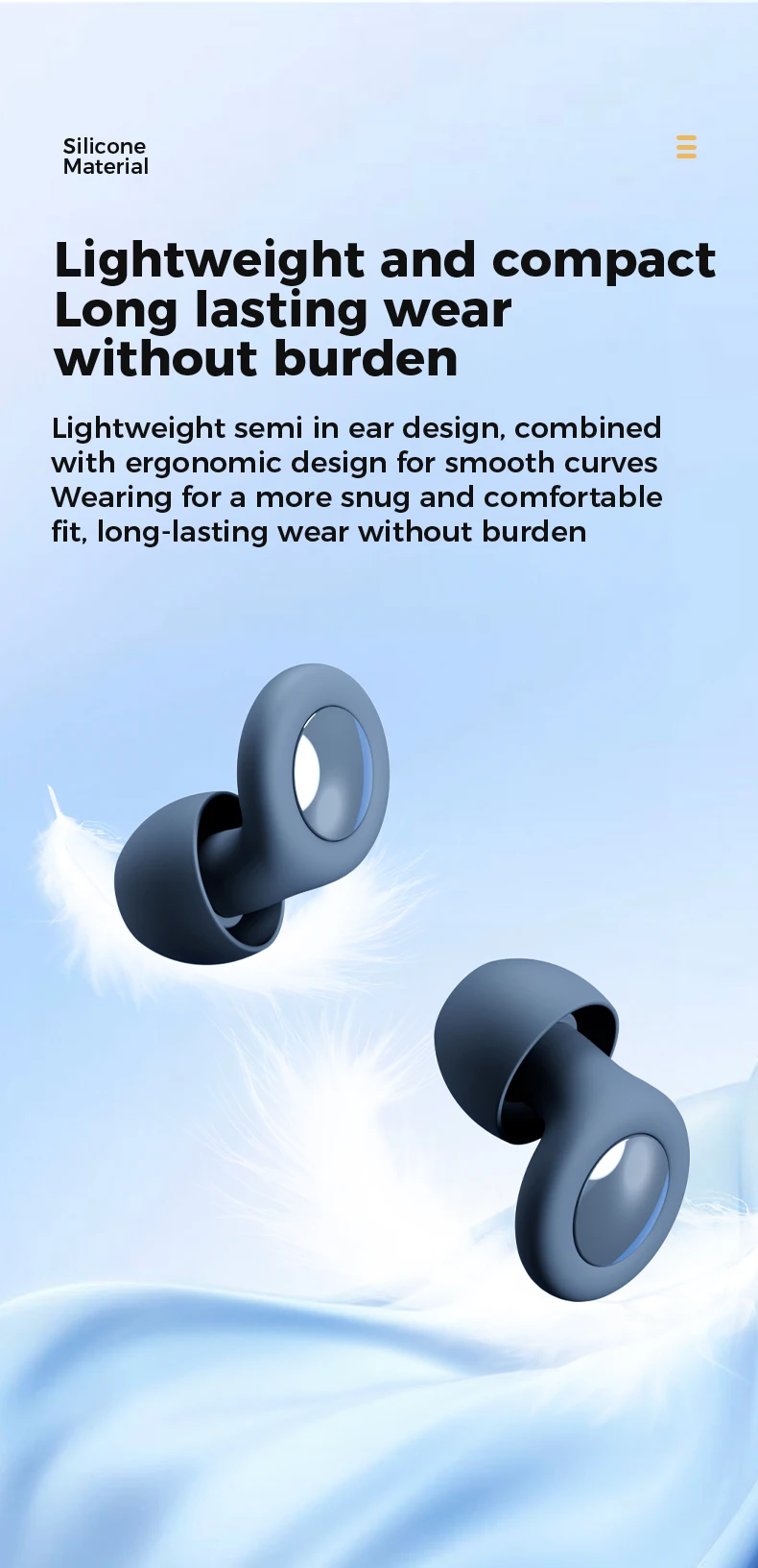 Silicone Ear Plugs for Sleeping 25dB Noise Cancelling Hearing Protection Reusable Earplugs for Sleep Focus Concerts Work Study