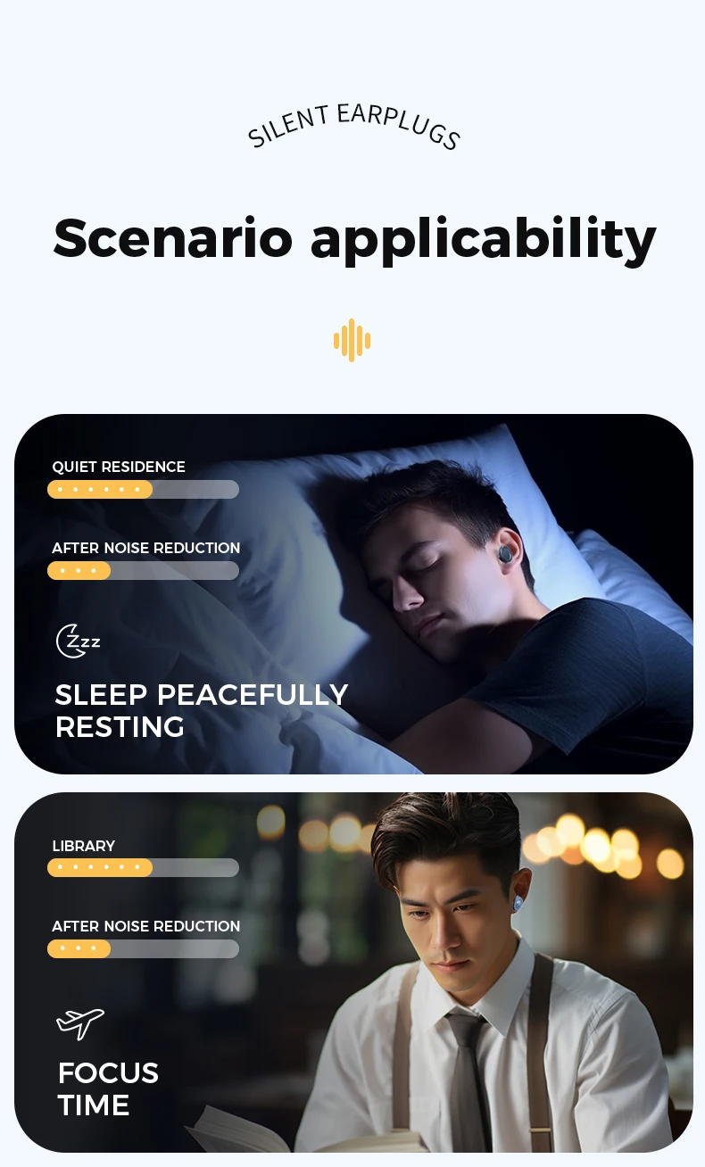 Silicone Ear Plugs for Sleeping 25dB Noise Cancelling Hearing Protection Reusable Earplugs for Sleep Focus Concerts Work Study