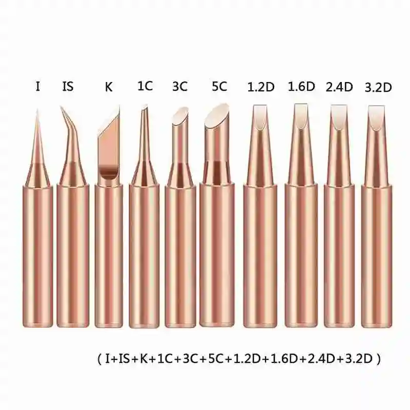10 Pieces of Copper Plated Iron Soldering Tips 900M Electric Soldering Iron Tips Set with Built-In High-Temperature Welding Tool